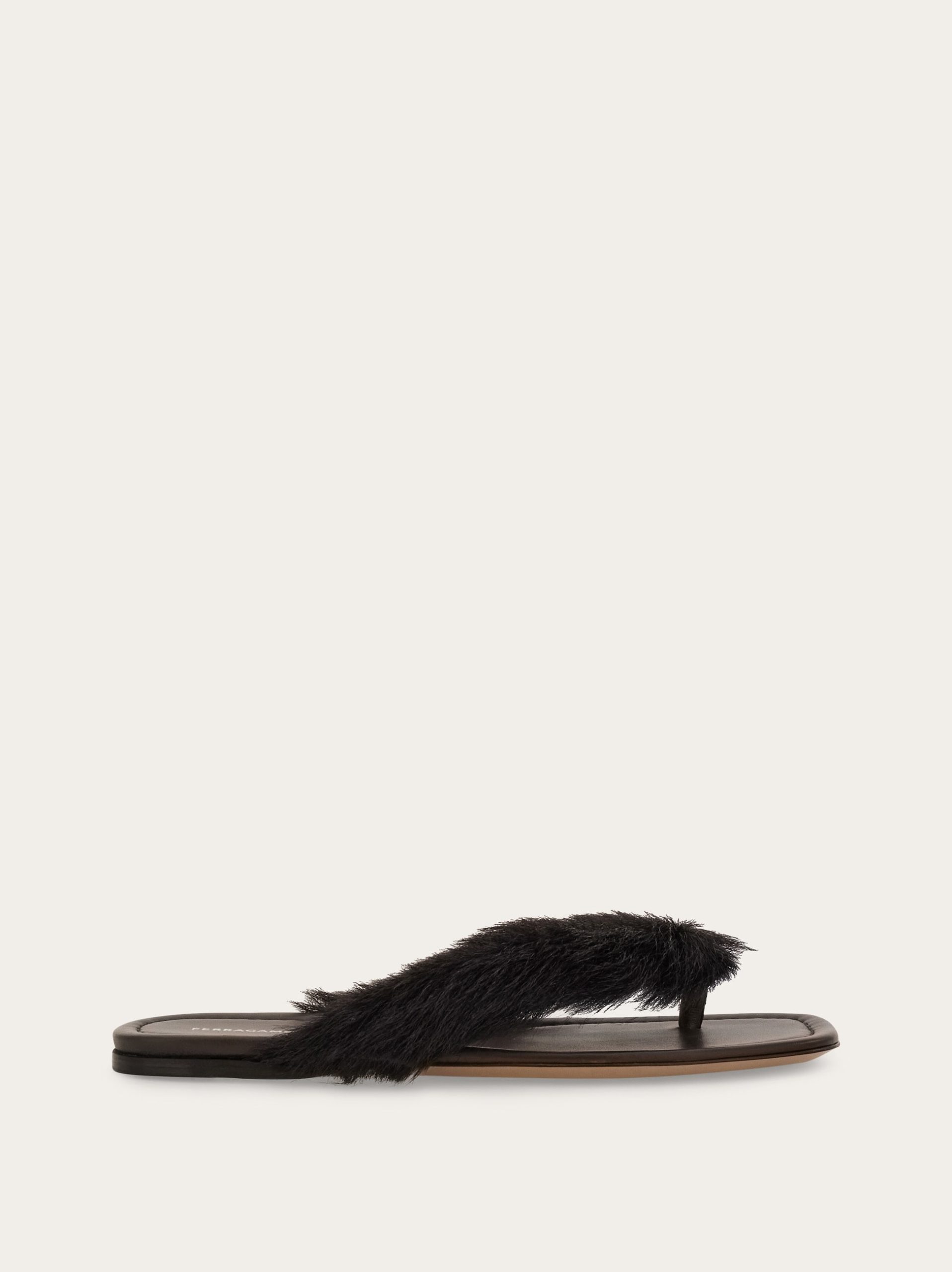 Ferragamo Thong sandal with fur detail - Image 1